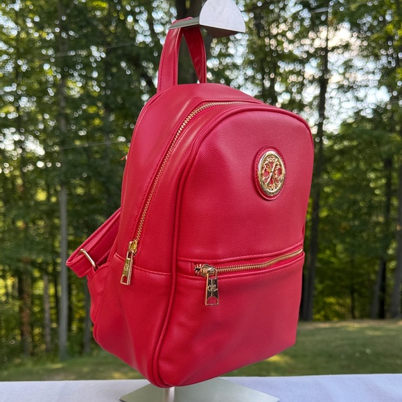 CXL by Christian Lacroix Pine Cavalier Backpack Red Faux Leather w/ Gold Accents main image 4